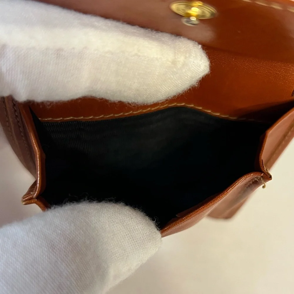 FENDI Pequin Patterned Bifold Wallet Brown/Black PVC &‎ Cognac Leather